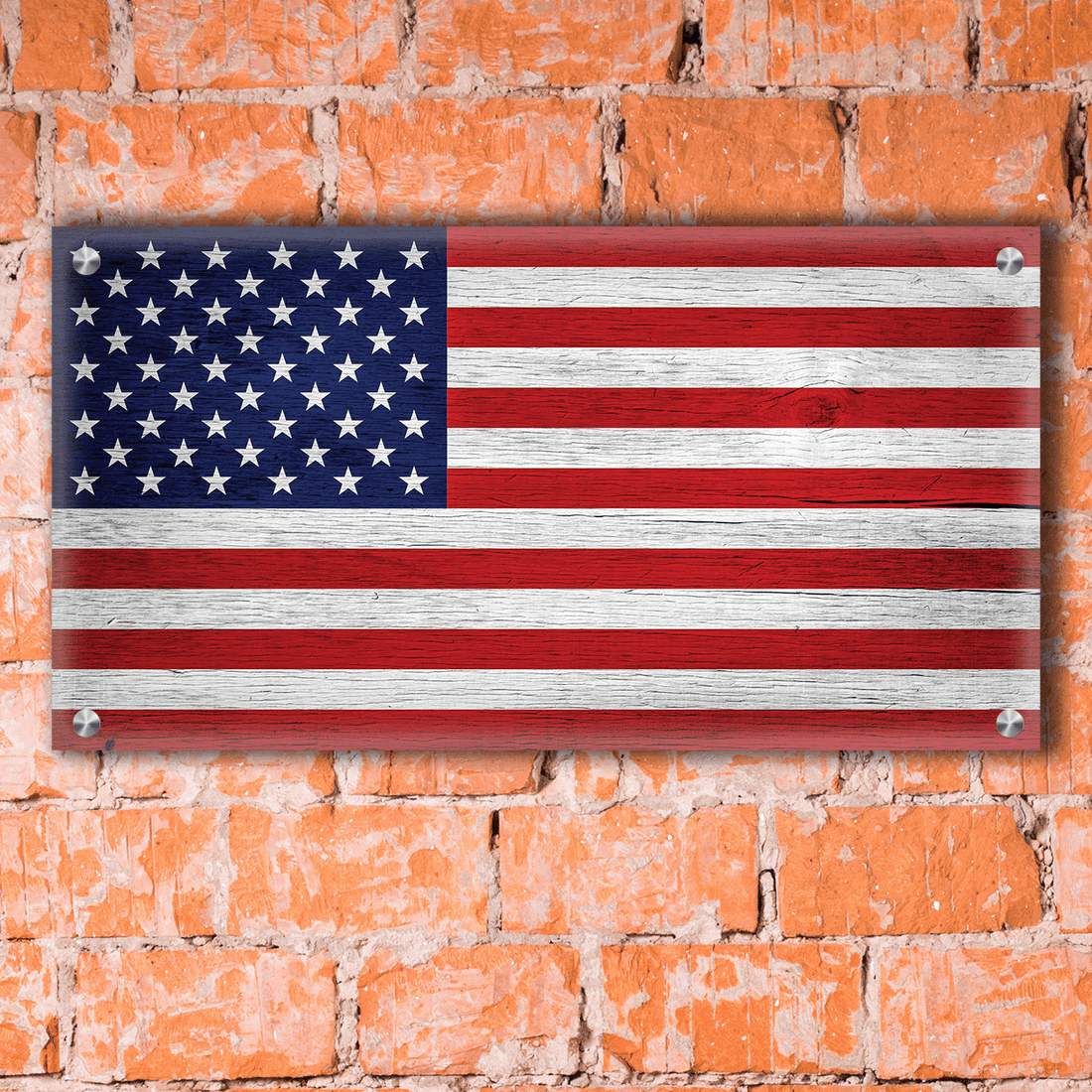 USA Flag - Wooden Texture Print