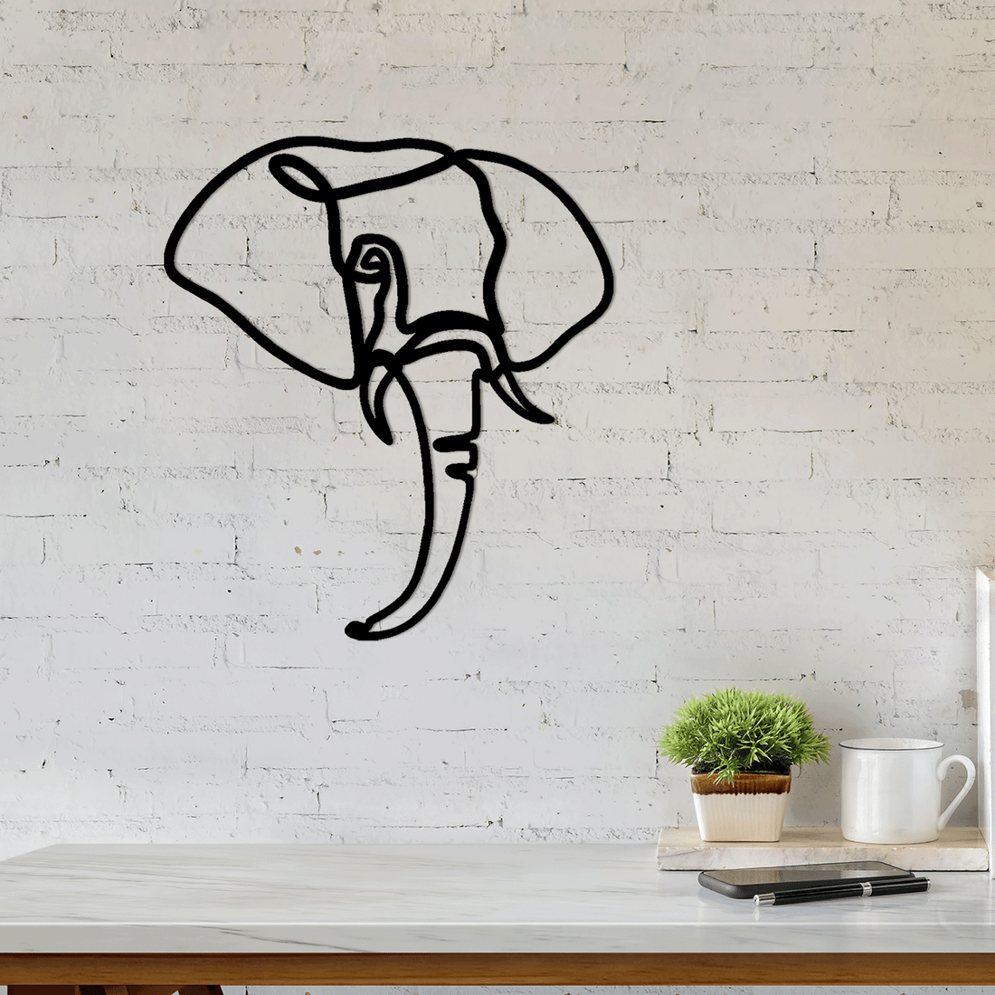 Elephant - One Line Art